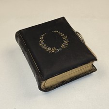 VTG Victorian Leather-Bound Photo Album Gild Edges Small Photos READ picture