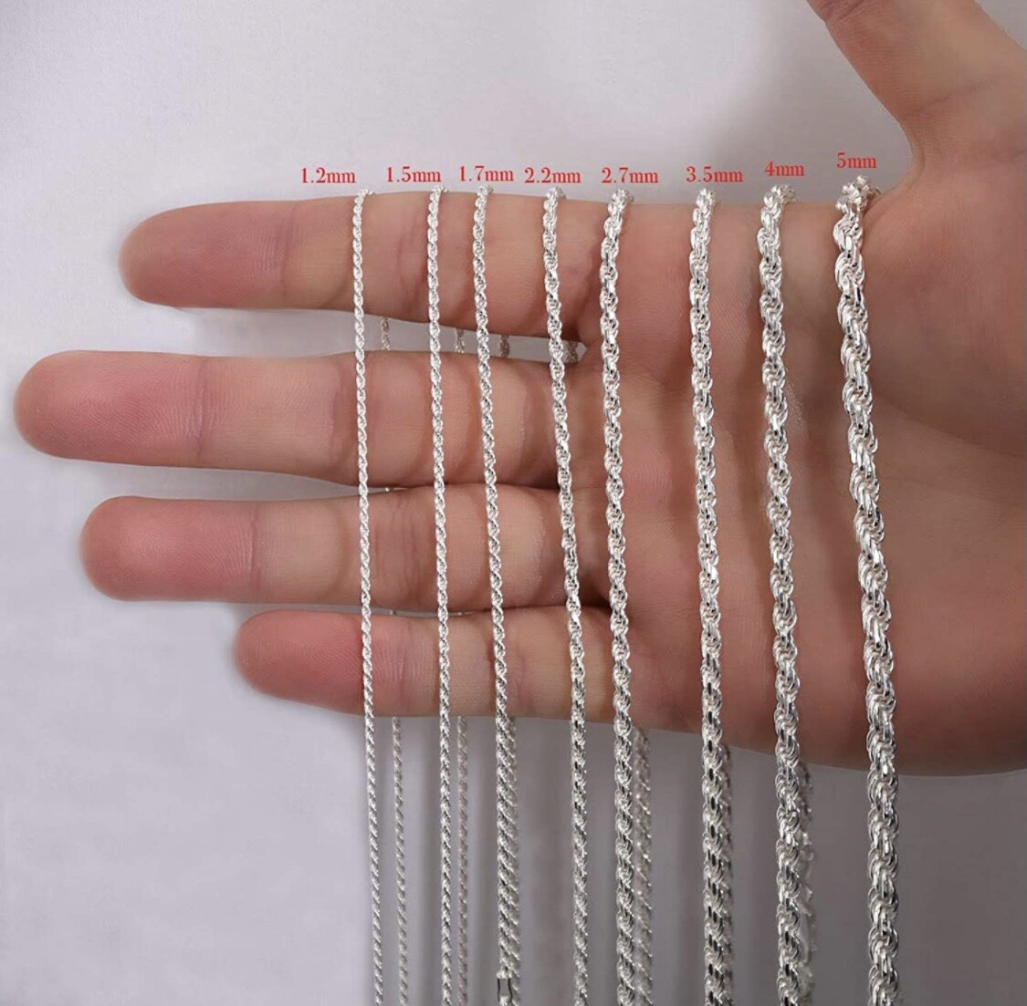 Italian Solid Sterling Silver Rope Link Chain Necklace 925 Silver Chain UNISEX Italian Solid Sterling Silver Rope Link Chain Necklace 925 Silver Chain UNISEX