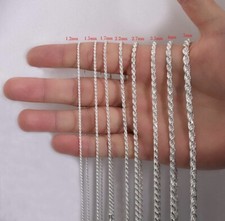 Italian Solid Sterling Silver Rope Link Chain Necklace 925 Silver Chain UNISEX picture