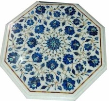 20" Marble table top semi precious stones lapis Pietra Dura art inlay room decor picture