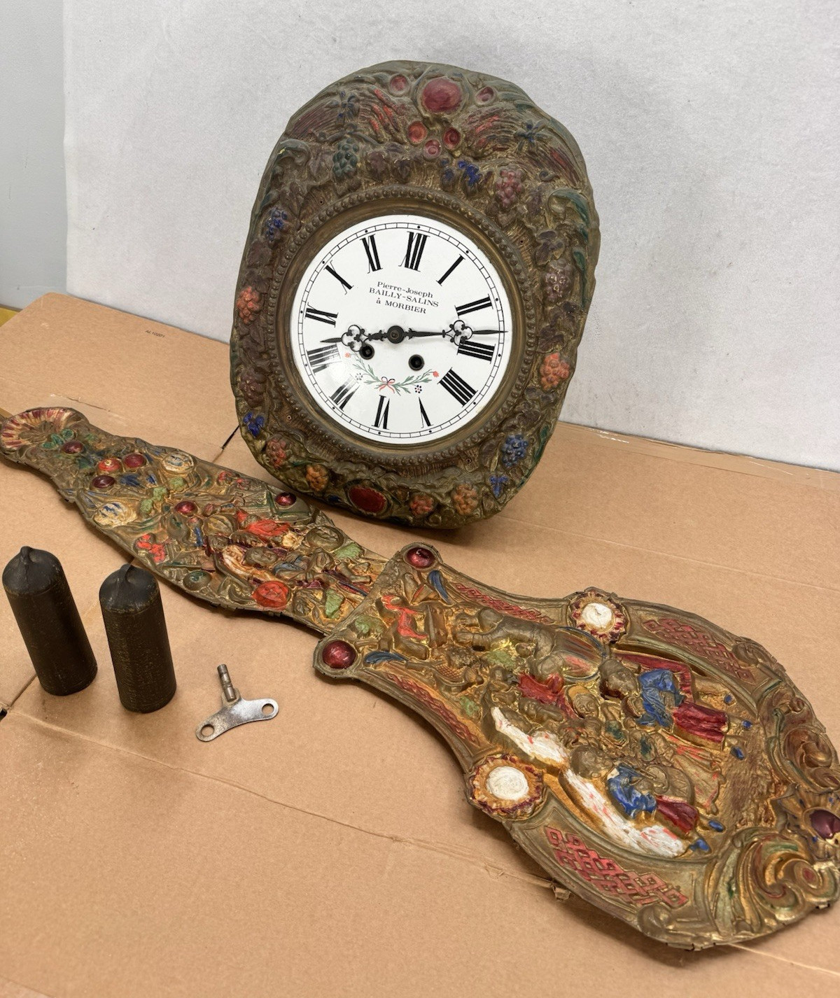 Antique French Comtoise Morbier Clock Pierre-Joseph Bailly-Salins Working