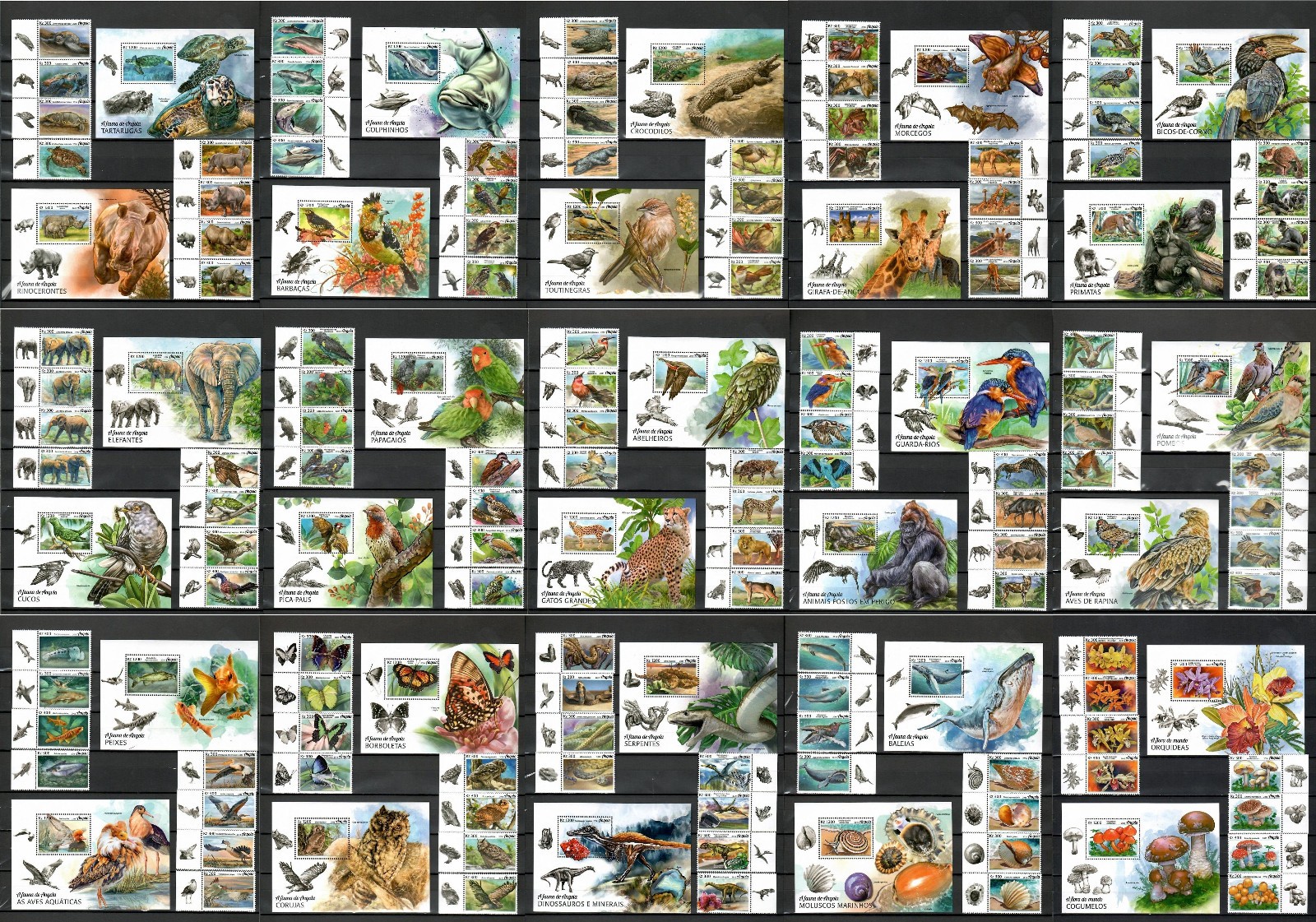 NATURE animals mushrooms orchids Angola 2018 collection 15 sets + 15 s/s #CNA442 NATURE animals mushrooms orchids Angola 2018 collection 15 sets + 15 s/s #CNA442