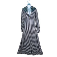 VTG 70s Perullo for Fred Perlberg Maxi Dress Small Blue Silver Metallic Disco picture