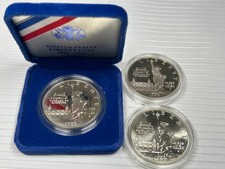 2.32 oz ASW SILVER  2pc  1986-S Proof + 1pc  1986-P BU Statue of Liberty Dollars picture