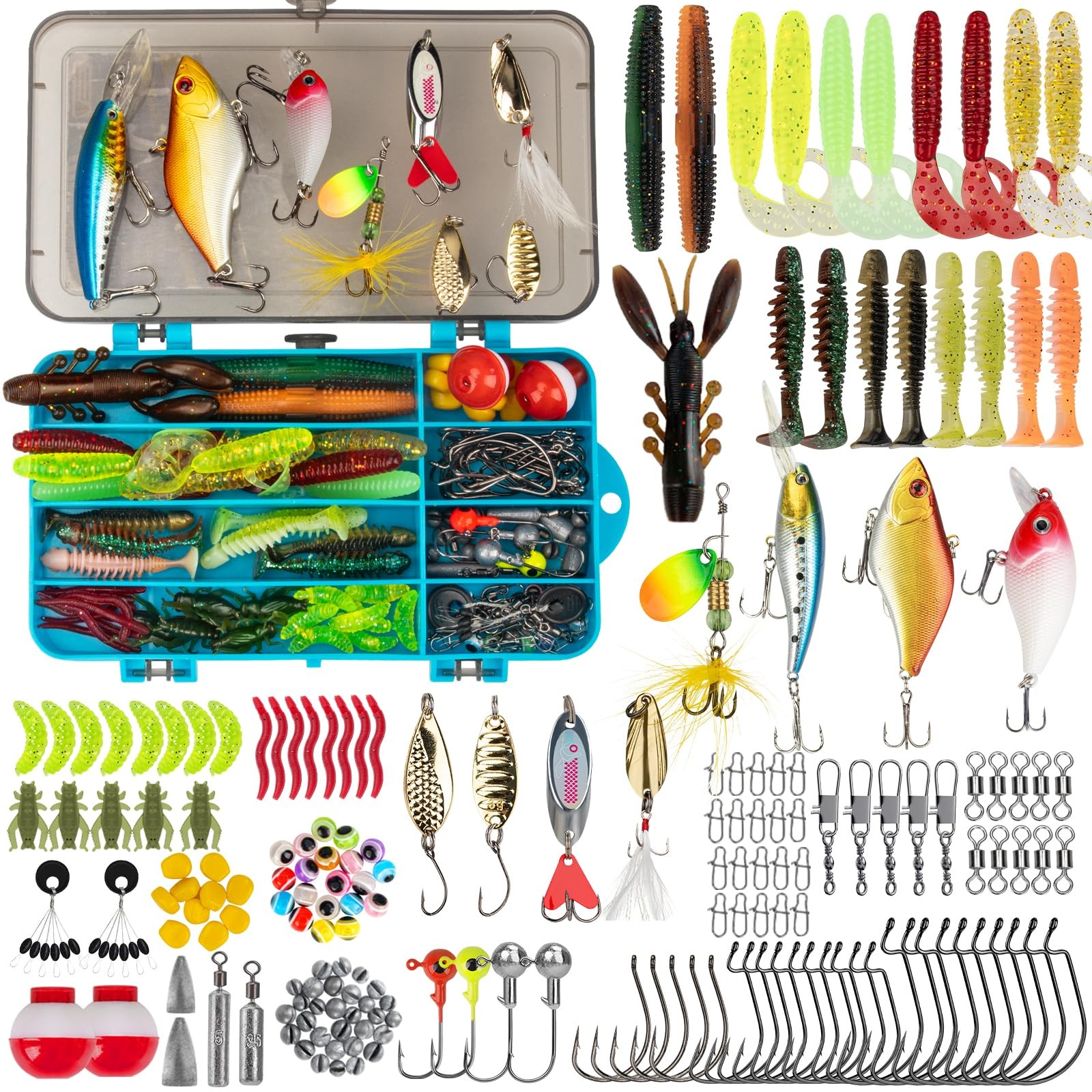 Fishing Gear Kit Complete Fish Lures Accessories Set Freshwater Tackle Box Gift Fishing Gear Kit Complete Fish Lures Accessories Set Freshwater Tackle Box Gift