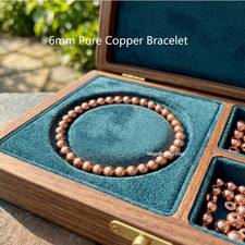 Pure Copper 6mm Bead Stretch Bracelet Energy Healing Grounding Stone Jewelry picture