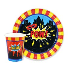 SUPER HERO Party Paper Plates and Cups picture