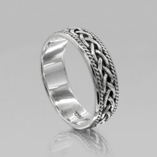 Mens Sterling Silver Celtic Ring - Braided Irish Band Jewelry Sizes 4-15 picture