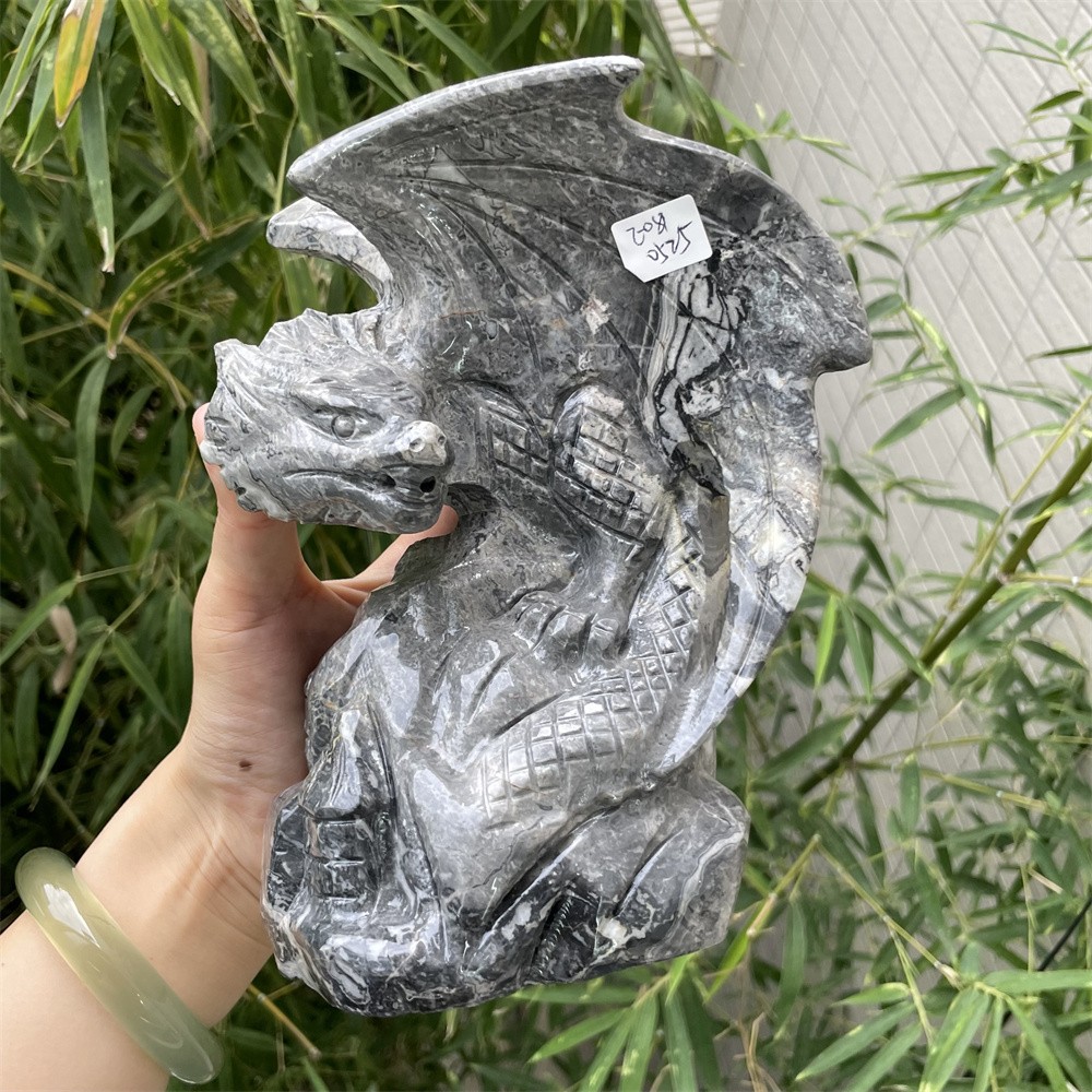 6.1LB 7.8"Top Natural Picasso Jasper Dragon Figurine Quartz Crystal Reiki Decor 6.1LB 7.8"Top Natural Picasso Jasper Dragon Figurine Quartz Crystal Reiki Decor