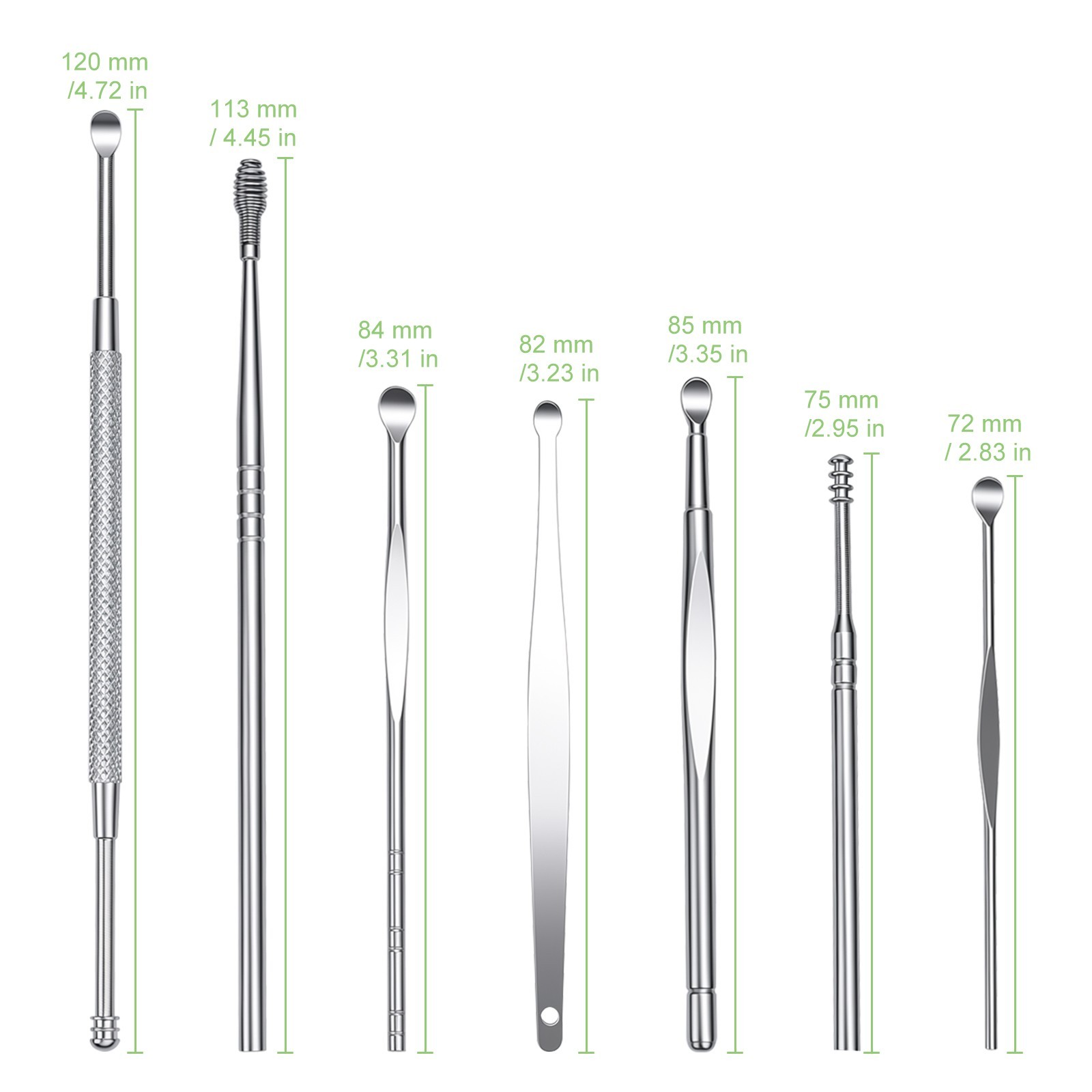 Portable 7Pc Stainless Steel Ear Cleaning Set, Travel Ear Wax Remover Portable 7Pc Stainless Steel Ear Cleaning Set, Travel Ear Wax Remover