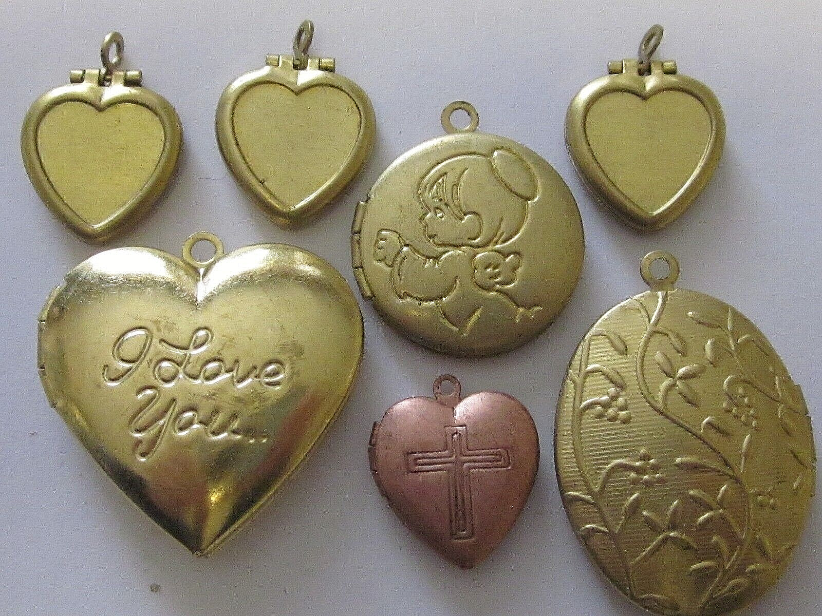 7 VTG MODERN PICTURE LOCKETS LOT HEARTS OVAL ROUND NOS PENDANTS CHARMS B 7 VTG MODERN PICTURE LOCKETS LOT HEARTS OVAL ROUND NOS PENDANTS CHARMS B