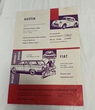 Rare 1950s Vintage Austin Healey Fiat Peugeot Citroen DS19 Auto Ad Brochure  picture