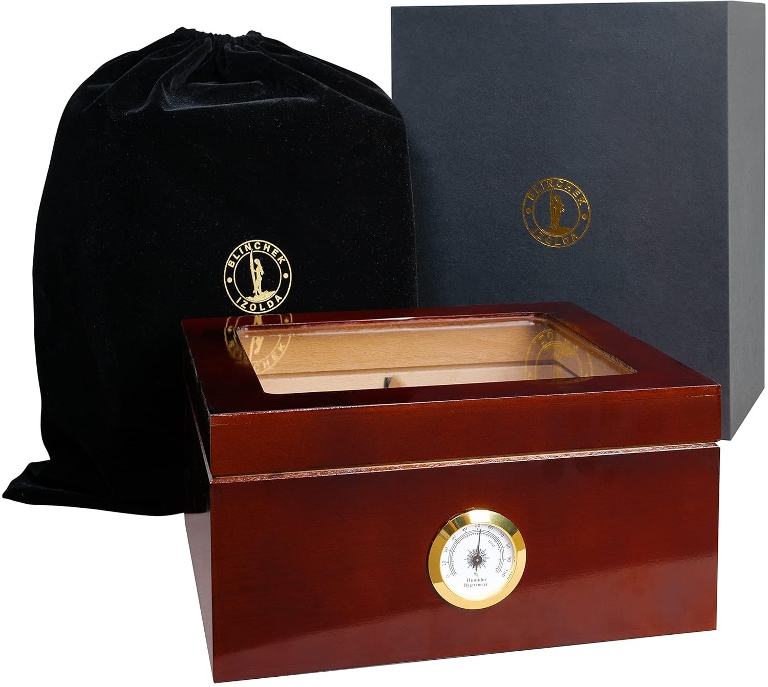 Glass Top Cigar Humidor Box with Hygrometer Desktop Humidifier Wood Cigar Case Glass Top Cigar Humidor Box with Hygrometer Desktop Humidifier Wood Cigar Case