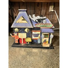 Vintage Death Ride Station Halloween Haunted House Lighted Metal Decor Blue picture