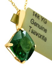 GENUINE 4.05 Cts TSAVORITE PENDANT 14k YELLOW GOLD - Free Appraisal Service picture