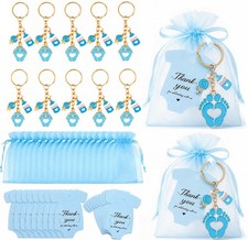 24 Set Baby Shower Party Favors for Boy Footprint Keychains for Birthday Party picture