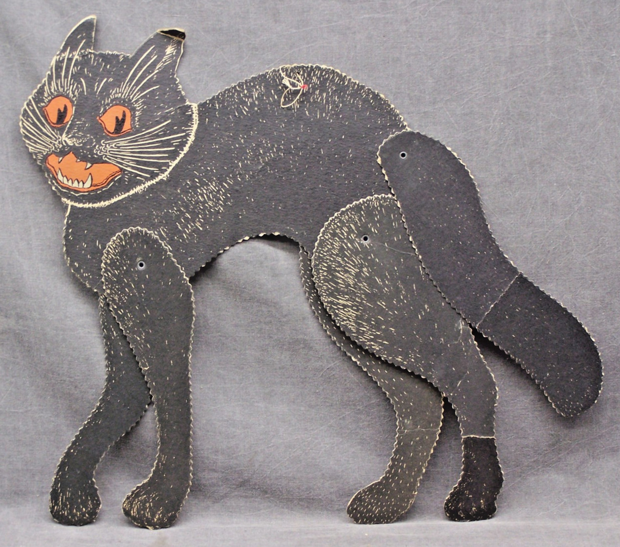 1930's Beistle Double Side Die Cut Halloween Decoration Jointed Black Cat 1930's Beistle Double Side Die Cut Halloween Decoration Jointed Black Cat