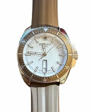 Zodiac Sea Dragon Quartz Diver Watch White Dial Swiss Made Rubber Strap picture