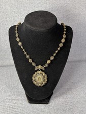 Antique Silver Philippine Tambourine Filigree Reliquary Necklace Victorian picture