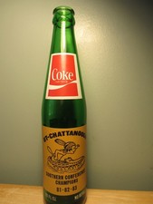 UT TENNESSEE / CHATTANOOGA "Moccasins" - Indian Coca Cola Bottle -  Green - 1983 picture