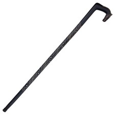 Elegant Hand Carved Wooden Walking Cane | Unique Collectible & Support Sticks picture