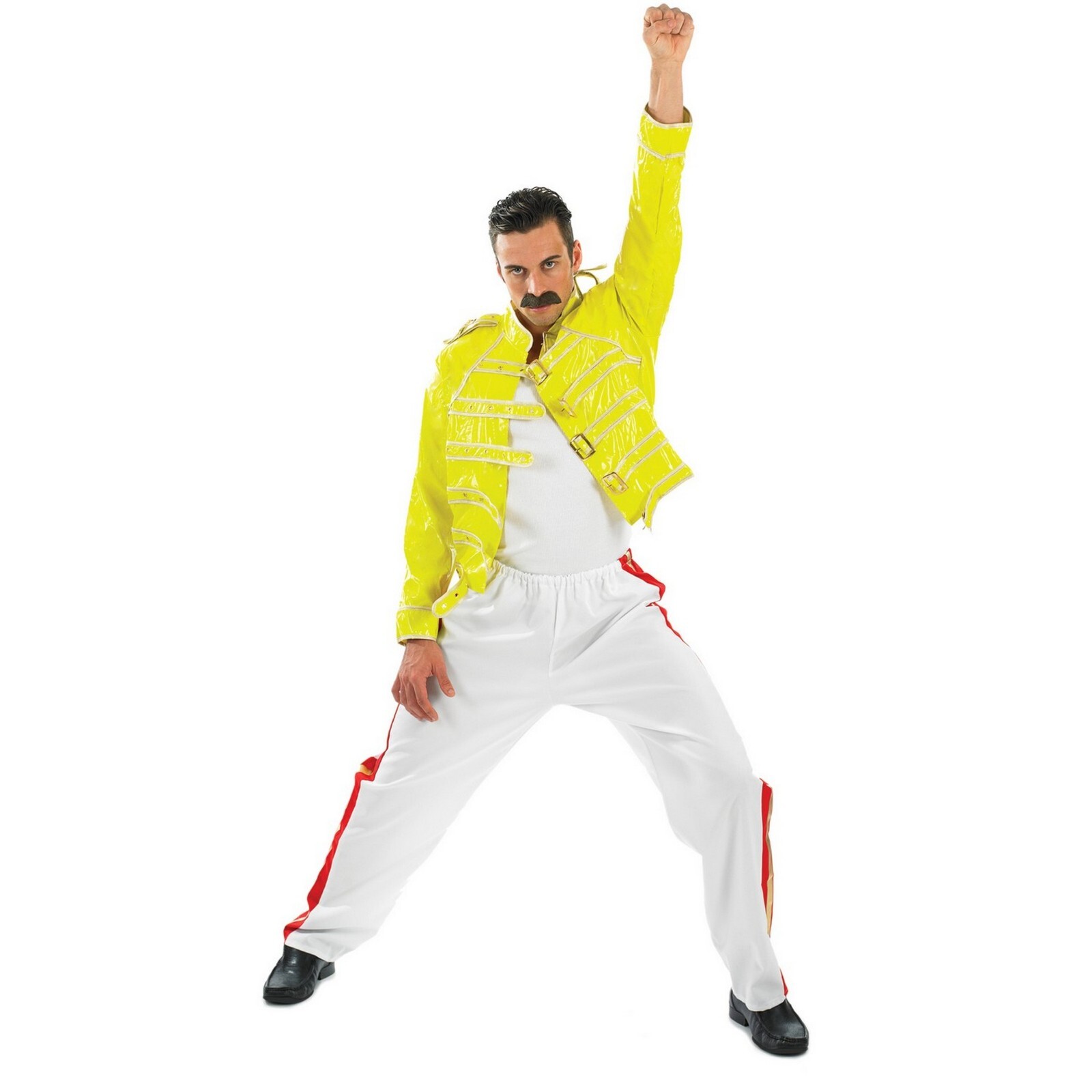 Men`s 1980s Rock Star Costume Adult Singer Freddie Mercury Outfit M-XL Halloween Men`s 1980s Rock Star Costume Adult Singer Freddie Mercury Outfit M-XL Halloween