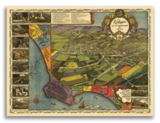 Los Angeles California 1871 Historic Panoramic Town Map - 18x24 picture