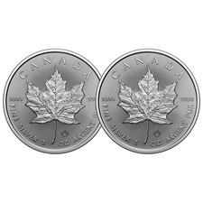 Lot of 2 - 2026 $5 Silver Canadian Maple Leaf 1 oz BU picture