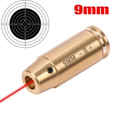 CAL 9mm Red Laser Bore Sight Brass Cartridge Bullet Shap Boresighter 6 Batteries picture