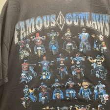 Quality Classics Famous Outlaws Double-Sided Graphic Print Black Cotton Tee XL picture