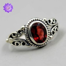 Red Garnet Gemstone 925 Sterling Silver Ring Handmade Jewelry Ring For Gift picture