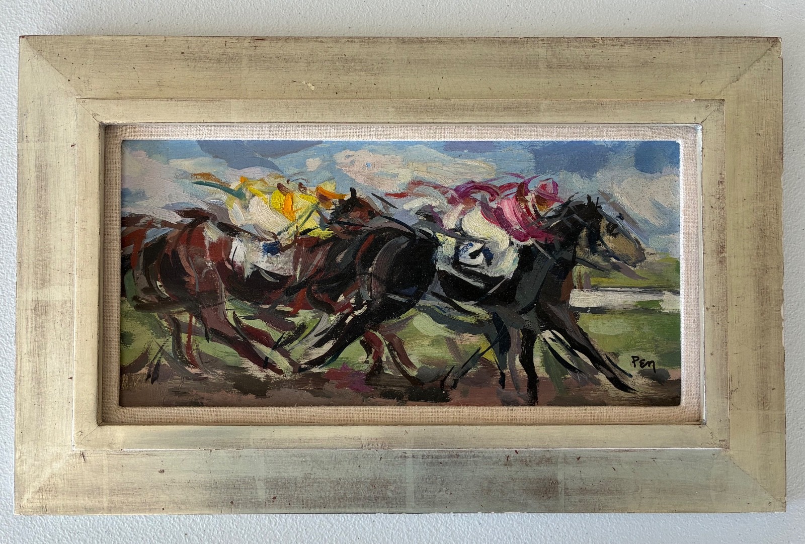 Rudolph T Pen Original Oil Painting Signed Horse Racing Rudolph T Pen Original Oil Painting Signed Horse Racing
