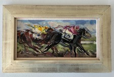 Rudolph T Pen Original Oil Painting Signed Horse Racing picture