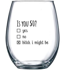 50th Birthday Gifts for Women and Men Wine Glass - Funny Is You 50 Gift Idea ... picture