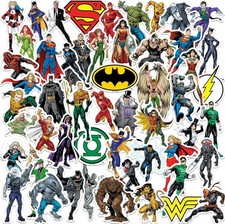 JUSTICE LEAGUE CHARACTERS VARIETY DIE CUT VINYL 50 CT STICKER PACK picture