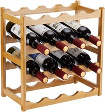 Bamboo Wine Rack, Sturdy and Durable Countertop Wine Storage Cabinet Shelf  picture