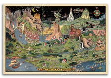 "The Land of Make Believe” 1930 Vintage Style Fairy Tale Map Poster - 16x24 picture