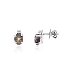 Jewelry White Gold Earrings 18K Diamond Black Sapphire Authentic Retro Vintage  picture