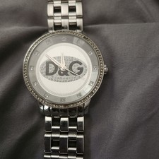 D&G Dolce & Gabbana Time Watch Silver Stainless Steel Crystal Pave Logo Dial picture