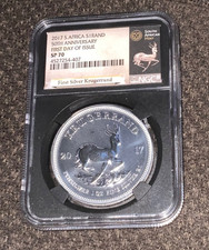 2017 South Africa 50th Anniversary 1 oz Silver Krugerrand Coin-NGC SP70 FDOI picture