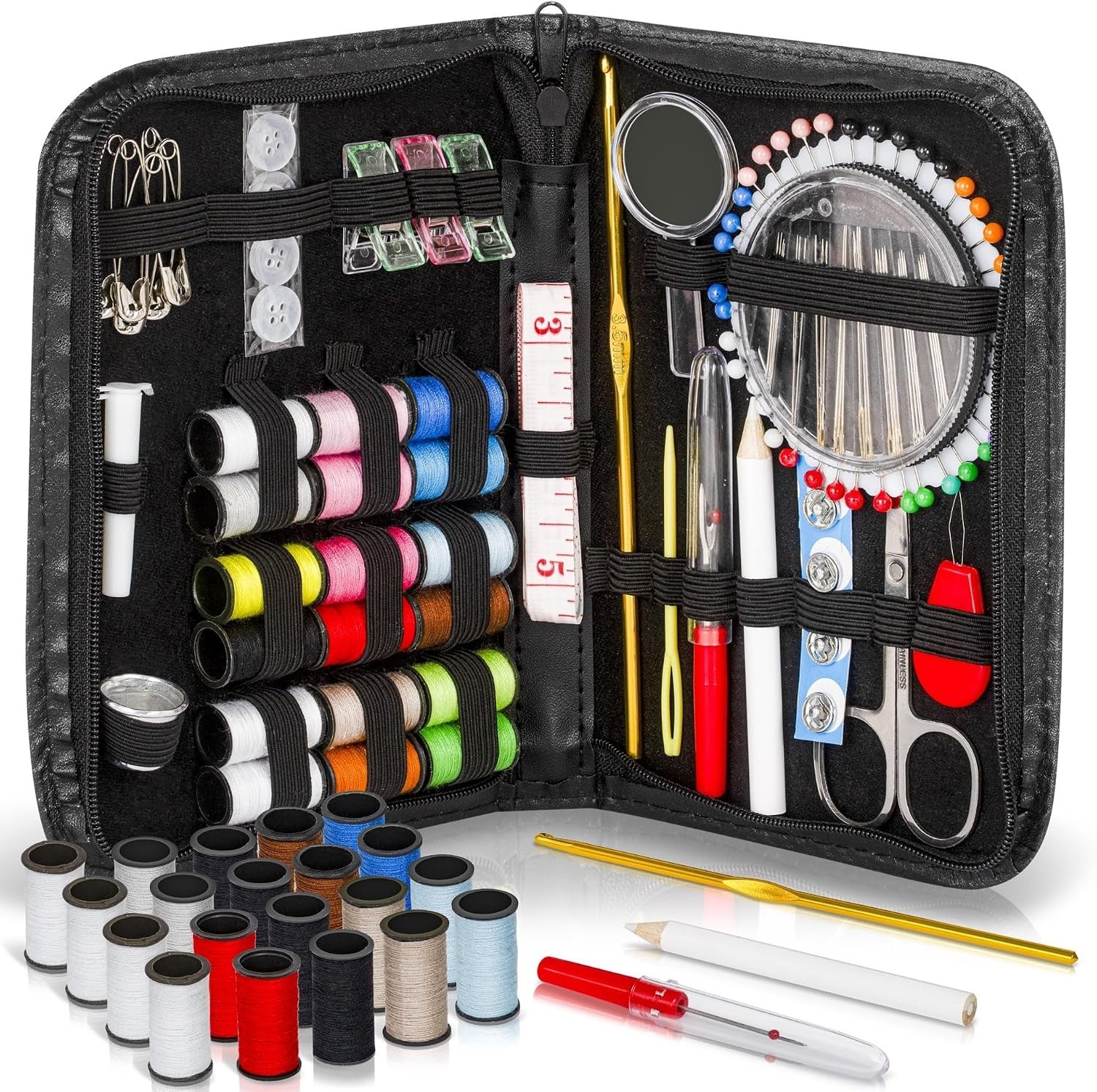 142PCS Sewing Kit Beginner Travel Repair Set Thread Needles Scissors Thimble 142PCS Sewing Kit Beginner Travel Repair Set Thread Needles Scissors Thimble