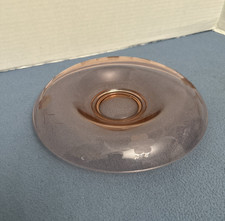 Vintage Pink Depression Glass Console Bowl w/Rolled Edge & Floral Etching picture