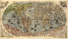 1565 Known World Map Gastaldi Bertelli Americas - 20x36 picture