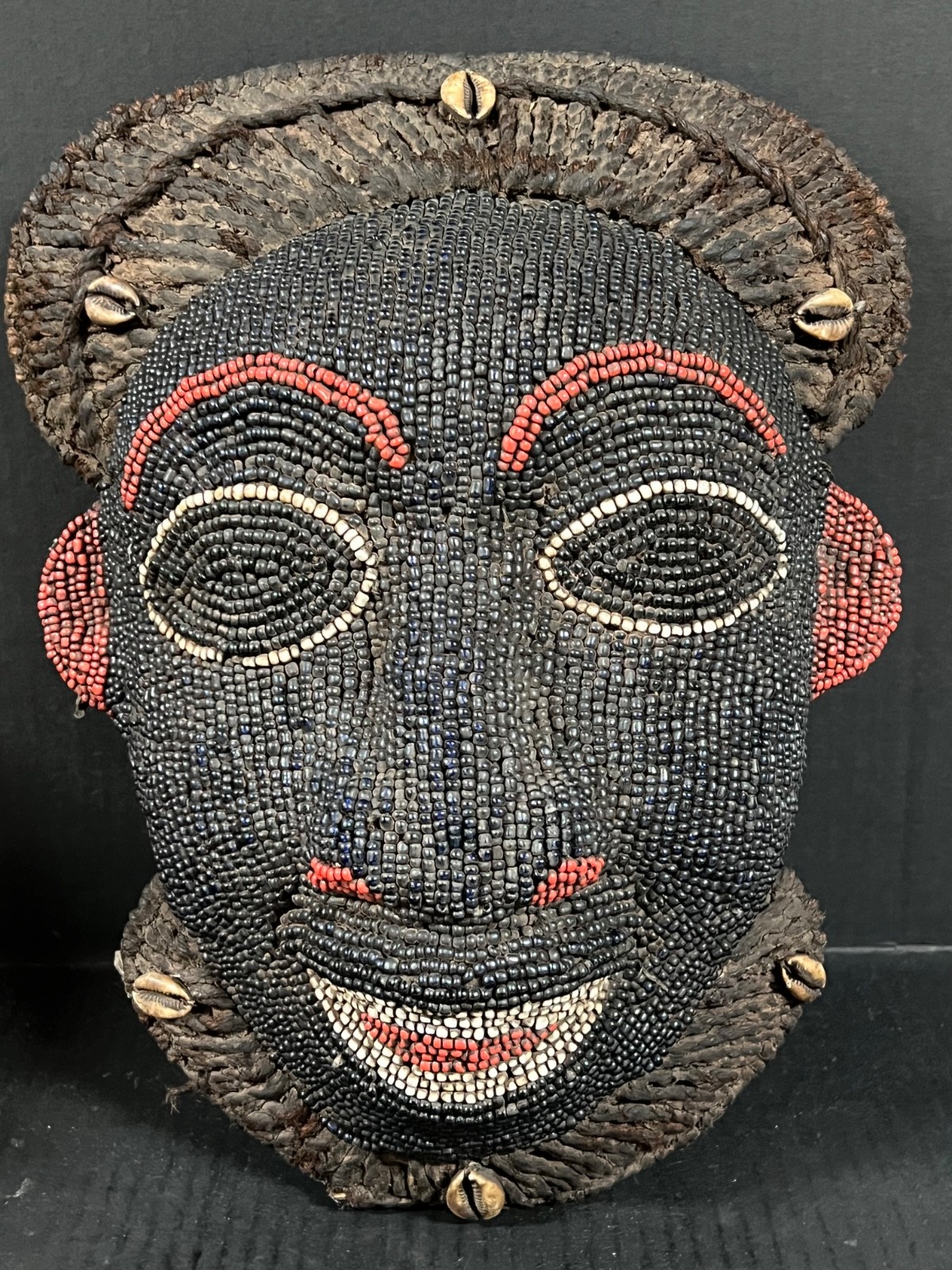 African Tribal Art Bamileke Beaded Mask 15" high x 12" wide African Tribal Art Bamileke Beaded Mask 15" high x 12" wide