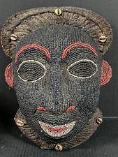 African Tribal Art Bamileke Beaded Mask 15" high x 12" wide picture