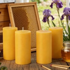 Natural Beeswax Pillar Candles,4 Pack, 3" x 4" Pure Beeswax Candles,Large Can... picture