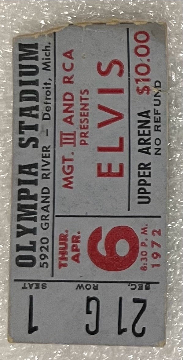 🎸ELIVS PRESLEY 1972 TICKETS OLYMPIA STADIUM DETROIT, MICHIGAN👍