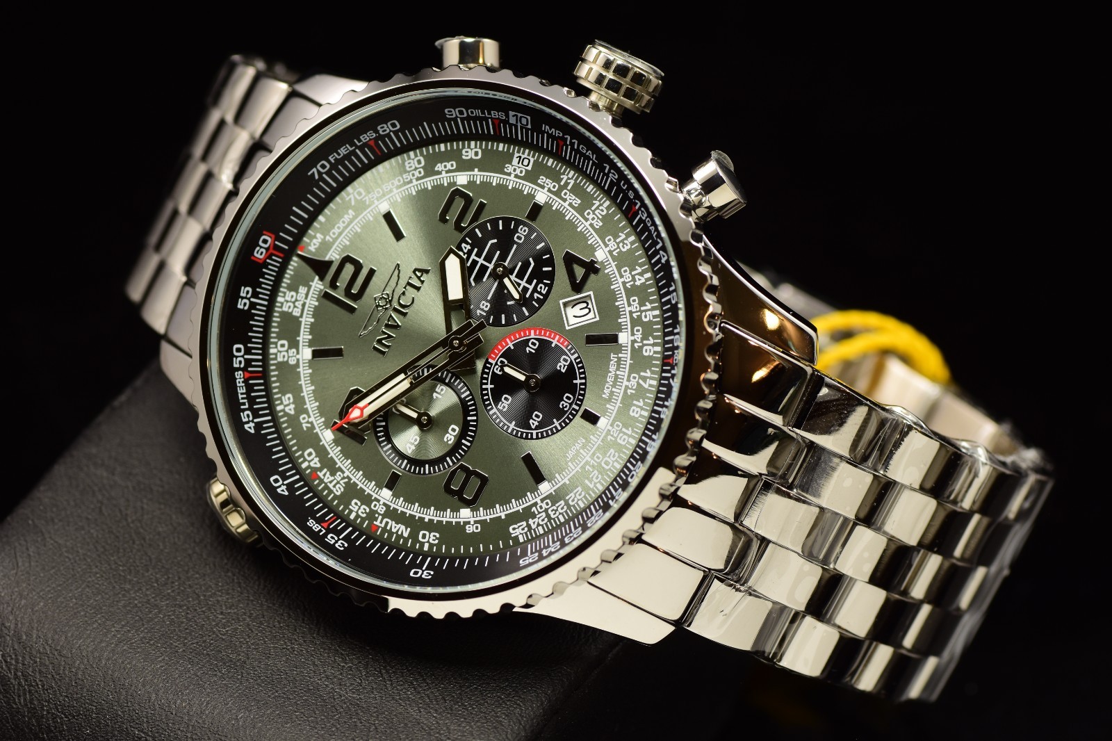 Invicta Men's AVIATOR Chronograph Quartz Gray Dial Silver Tone SS Watch 50mm Invicta Men's AVIATOR Chronograph Quartz Gray Dial Silver Tone SS Watch 50mm