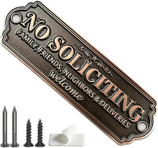 Solid Brass No Soliciting Store Sign for House - Elegant Handmade Metal Plaque picture
