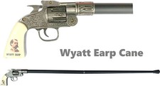 WYATT EARP Pistol Shaped Cane - Walking Stick Revolver Wild West Collectible USA picture